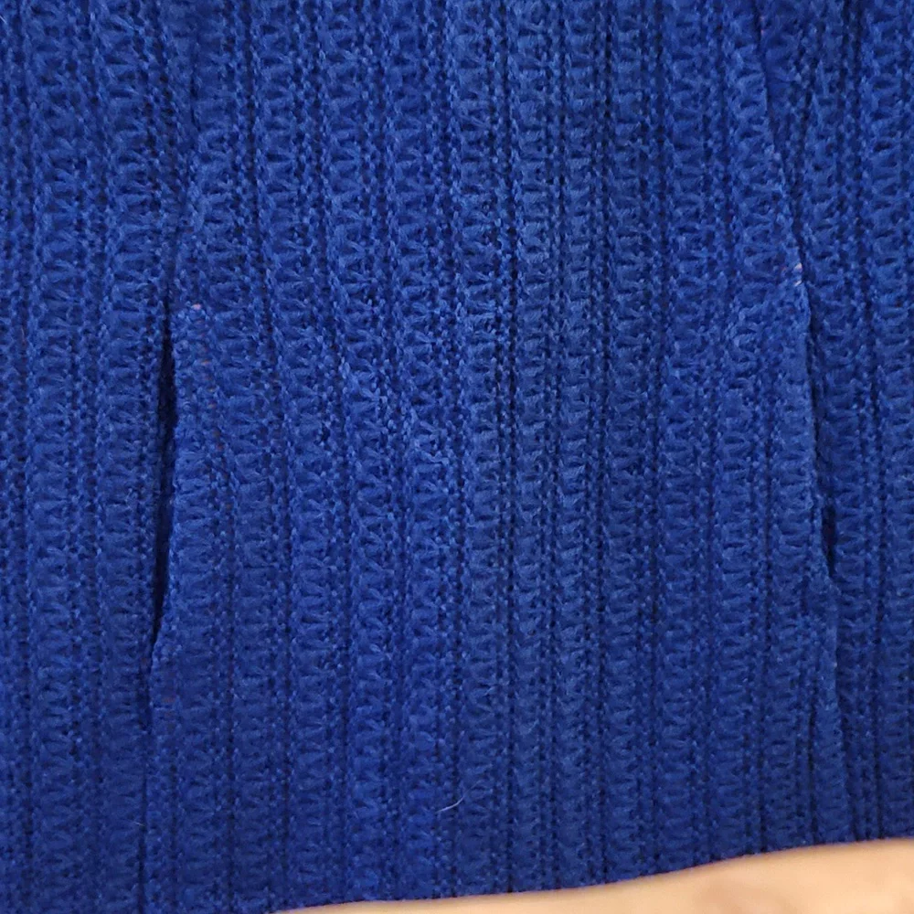 Vintage Handmade Blue Long Sleeve Textured Knit Small